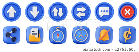 3d user interface icon set bundle illustration 3d user interface icon set bundle illustration 127615603