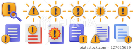 3d warning file data searching scanning danger alert caution risk important sign icon set bundle 3d warning file data searching scanning danger alert caution risk important sign icon set bundle 127615659