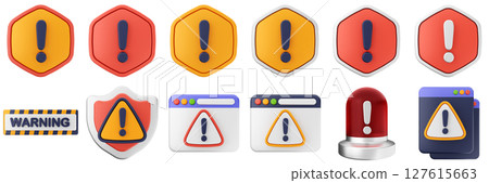 3d website shield security warning danger alert caution risk important sign icon set bundle 3d website shield security warning danger alert caution risk important sign icon set bundle 127615663