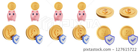 3d coin finance investment wealth payment income money dollar icon set bundle illustration 3d coin finance investment wealth payment income money dollar icon set bundle illustration 127615722