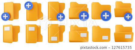 3d file folder data document information archive icon set bundle illustration 127615735