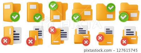 3d file folder data document information archive icon set bundle illustration 127615745