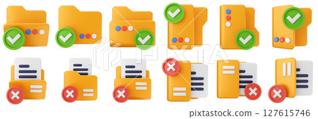 3d file folder data document information archive icon set bundle illustration 127615746