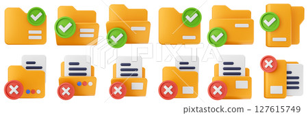 3d file folder data document information archive icon set bundle illustration 127615749