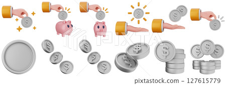 3d money investment transaction coin finance investment wealth payment income dollar icon set bundle illustration 3d money investment transaction coin finance investment wealth payment income dollar icon set bundle illustration 127615779