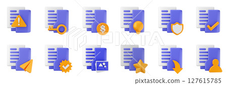 3d file folder shield protect user star data document archive icon set bundle illustration 127615785