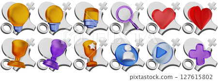 3d icon user interface bundle set illustration technology application business content 127615802