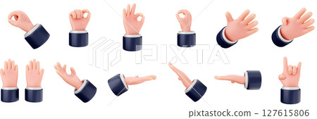 3d hand gestures like thumb finger trendy icon set bundle illustration 127615806