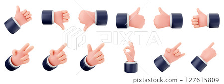 3d hand gestures like thumb finger trendy icon set bundle illustration 127615809
