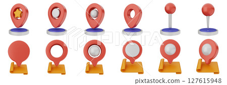 3d location mark navigation mark pin position icon set bundle illustration 3d location mark navigation mark pin position icon set bundle illustration 127615948