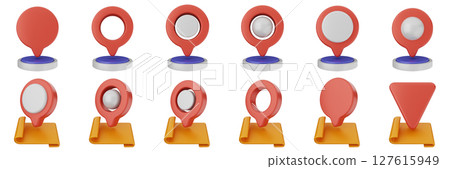 3d location mark navigation mark pin position icon set bundle illustration 3d location mark navigation mark pin position icon set bundle illustration 127615949