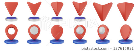 3d location mark navigation mark pin position icon set bundle illustration 127615951