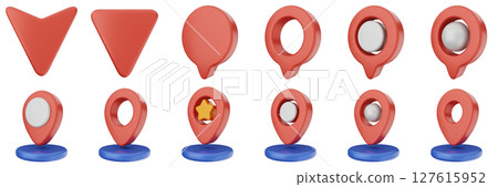 3d location mark navigation mark pin position icon set bundle illustration 3d location mark navigation mark pin position icon set bundle illustration 127615952