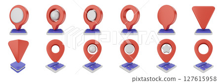 3d location mark navigation mark pin position icon set bundle illustration 3d location mark navigation mark pin position icon set bundle illustration 127615958