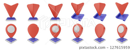 3d location mark navigation mark pin position icon set bundle illustration 3d location mark navigation mark pin position icon set bundle illustration 127615959