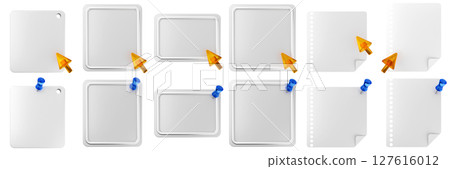 3d message click pin blank comment sticky note paper text box speech bubble icon set bundle illustration 127616012