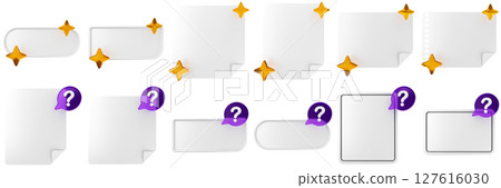 3d message star question mark blank comment sticky note paper text box speech bubble icon set bundle illustration 127616030