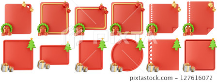 3d message christmas blank comment sticky note paper text box speech bubble icon set bundle illustration 127616072