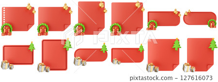 3d message christmas blank comment sticky note paper text box speech bubble icon set bundle illustration 127616073
