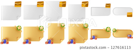 3d message christmas blank comment sticky note paper text box speech bubble icon set bundle illustration 127616113