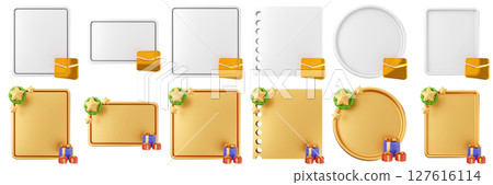 3d message christmas blank comment sticky note paper text box speech bubble icon set bundle illustration 127616114