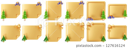 3d message christmas blank comment sticky note paper text box speech bubble icon set bundle illustration 127616124