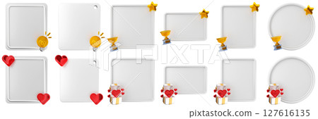 3d message idea love blank comment sticky note paper text box speech bubble icon set bundle illustration 127616135