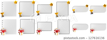 3d message idea love blank comment sticky note paper text box speech bubble icon set bundle illustration 127616136