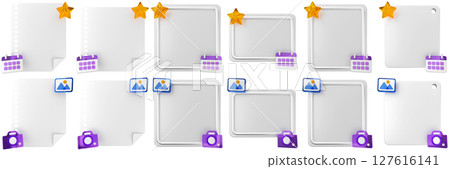 3d message blank comment sticky note paper text box speech bubble icon set bundle illustration 127616141