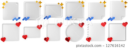 3d message blank comment sticky note paper text box speech bubble icon set bundle illustration 127616142