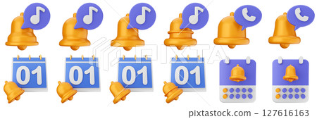 3d notification calendar chat notice alert attention application bell alarm reminder icon set bundle illustration 3d notification calendar chat notice alert attention application bell alarm reminder icon set bundle illustration 127616163