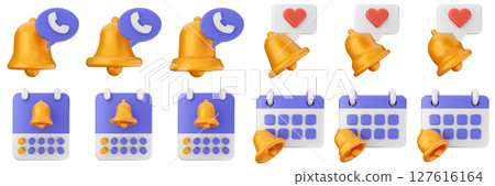 3d notification calendar chat notice alert attention application bell alarm reminder icon set bundle illustration 3d notification calendar chat notice alert attention application bell alarm reminder icon set bundle illustration 127616164