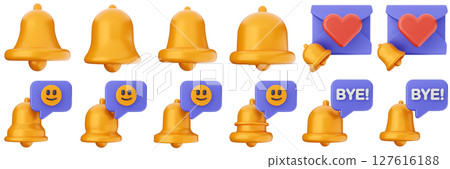 3d notification notice alert attention application bell alarm reminder icon set bundle illustration 3d notification notice alert attention application bell alarm reminder icon set bundle illustration 127616188