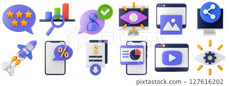 3d feedback customer review service rating icon set bundle illustration 127616202