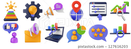 3d feedback customer review service rating icon set bundle illustration 127616203
