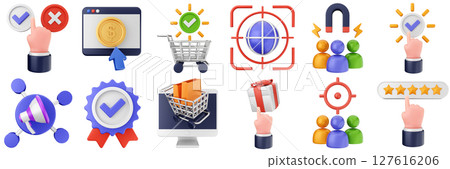 3d feedback customer review service rating icon set bundle illustration 127616206