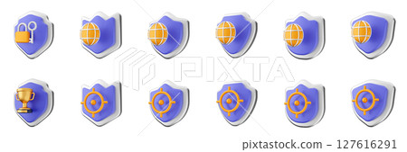 3d shield security safe privacy protection firewall insurance icon set bundle illustration 3d shield security safe privacy protection firewall insurance icon set bundle illustration 127616291