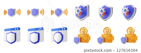 3d shield security safe privacy protection firewall insurance icon set bundle illustration 3d shield security safe privacy protection firewall insurance icon set bundle illustration 127616304