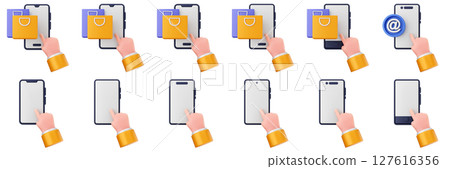 3d smartphone mobile application icon set bundle illustration 127616356