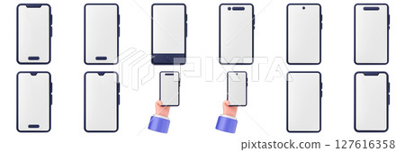 3d smartphone mobile application icon set bundle illustration 127616358