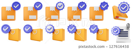 3d verification check mark correct approve success right vote icon set bundle illustration 3d verification check mark correct approve success right vote icon set bundle illustration 127616438