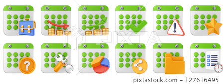 3d calendar date event reminder plan organizer icon set bundle illustration 127616495