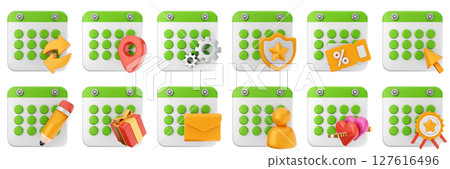 3d calendar date event reminder plan organizer icon set bundle illustration 3d calendar date event reminder plan organizer icon set bundle illustration 127616496