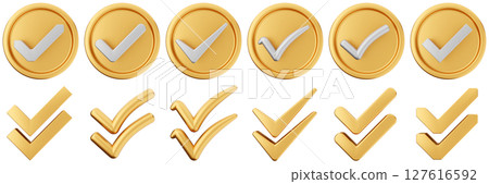 3d checkmark gold correct yes choice right vote verification approved accept icon set bundle illustration 3d checkmark gold correct yes choice right vote verification approved accept icon set bundle illustration 127616592