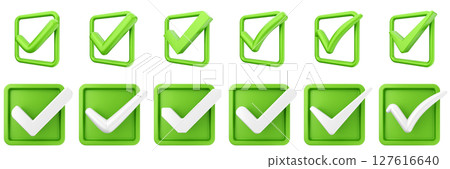 3d checkmark correct yes choice right vote verification approved accept icon set bundle illustration 127616640