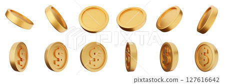 3d coin finance investment wealth payment income money dollar icon set bundle illustration 127616642