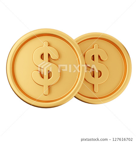 3d coins dollar icon illustration 127616702