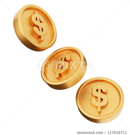 3d coins dollar icon illustration 3d coins dollar icon illustration 127616711