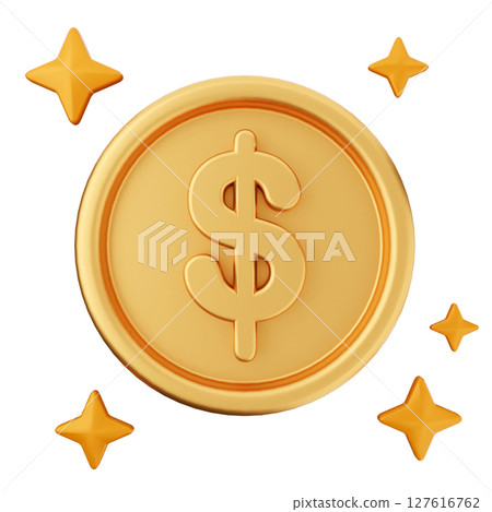 3d coin dollar icon illustration 3d coin dollar icon illustration 127616762