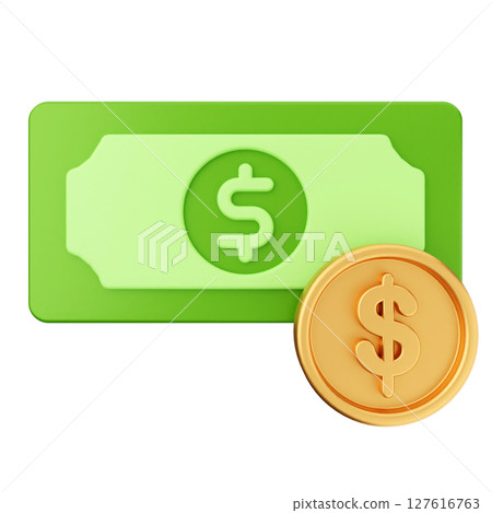 3d coin money dollar icon illustration 3d coin money dollar icon illustration 127616763